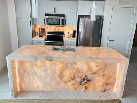 Backlit quartz countertops